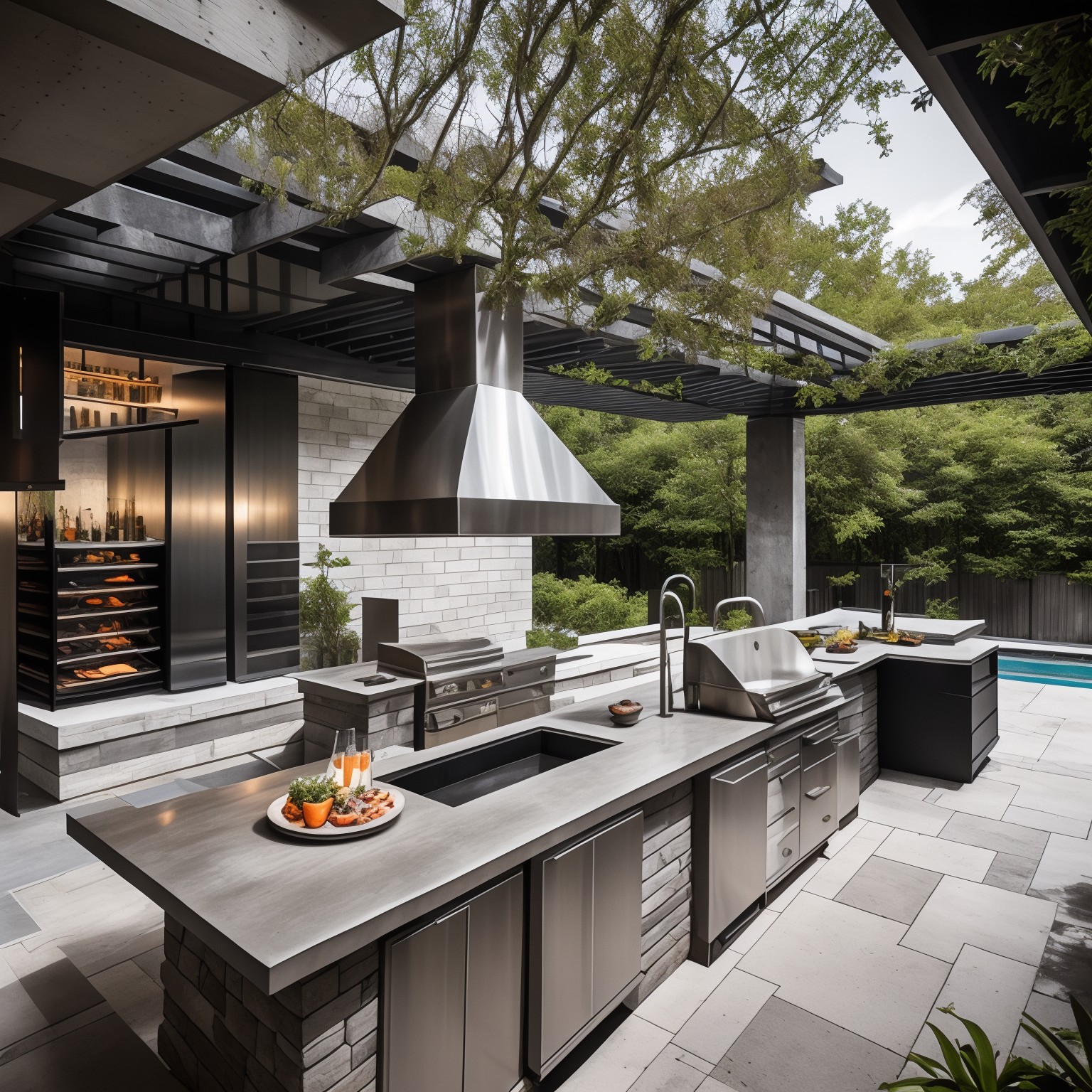 Brutalist Outdoor Kitchen