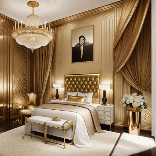 Art Deco Guest Room design - AI generated interior design visualization