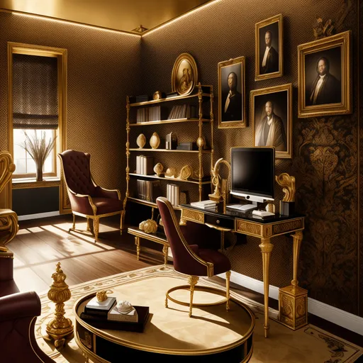 Baroque Home Office design - AI generated interior design visualization