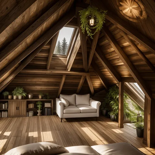 Biophilic Attic design - AI generated interior design visualization