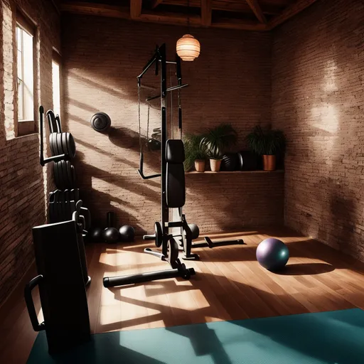 Bohemian Home Gym design - AI generated interior design visualization