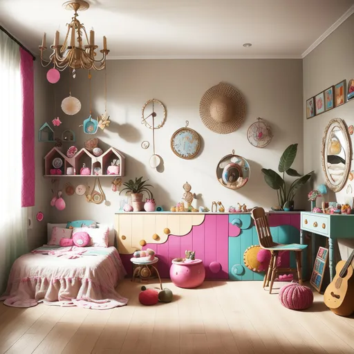 Bohemian Kids Room design - AI generated interior design visualization