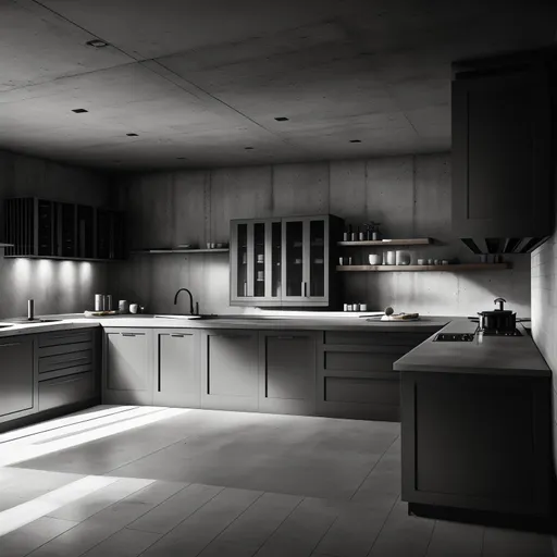 Brutalist Kitchen design - AI generated interior design visualization