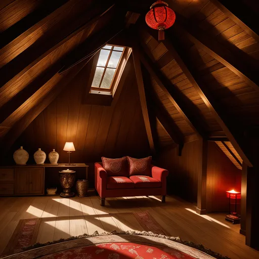 Chinese Attic design - AI generated interior design visualization