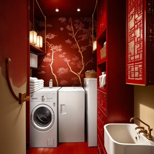 Chinese Laundry Room design - AI generated interior design visualization