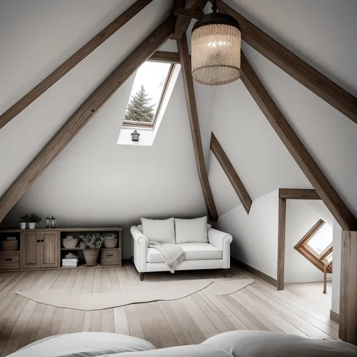 Coastal Attic design - AI generated interior design visualization