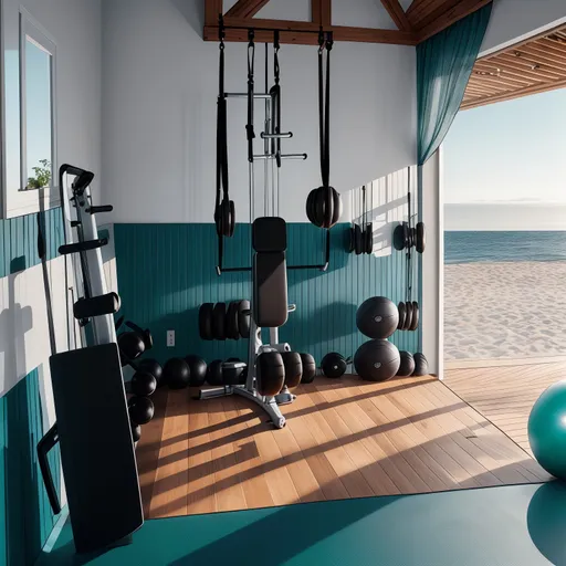 Coastal Home Gym design - AI generated interior design visualization