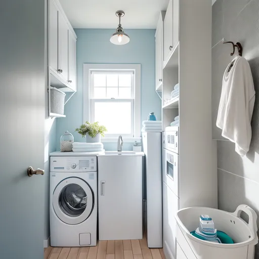 Coastal Laundry Room design - AI generated interior design visualization