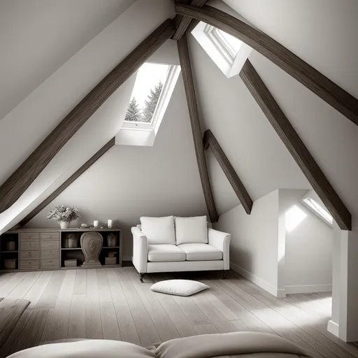 Contemporary Classic Attic design - AI generated interior design visualization