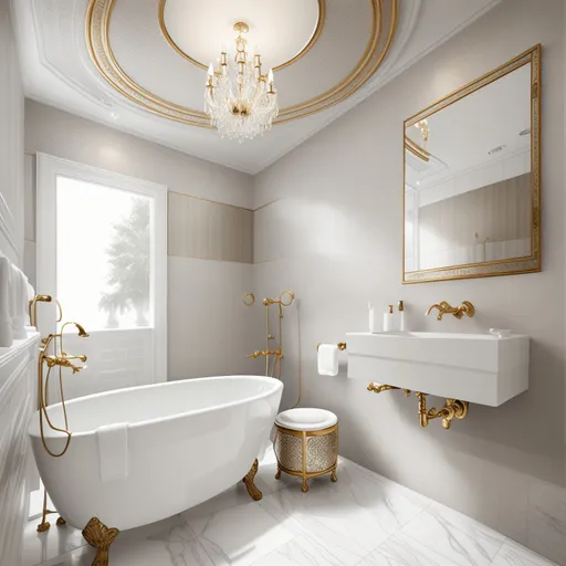 Contemporary Classic Bathroom design - AI generated interior design visualization
