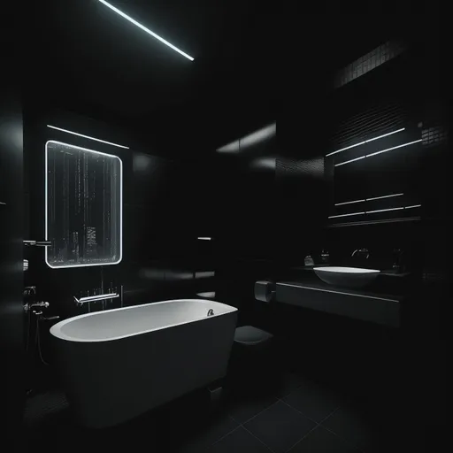 Cyberpunk Bathroom design - AI generated interior design visualization