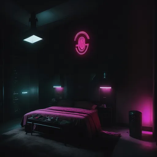Cyberpunk Guest Room design - AI generated interior design visualization