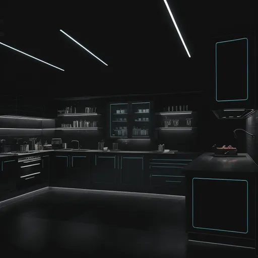 Cyberpunk Kitchen design - AI generated interior design visualization