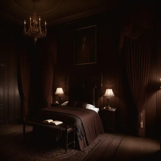 Dark Academia Guest Room design - AI generated interior design visualization