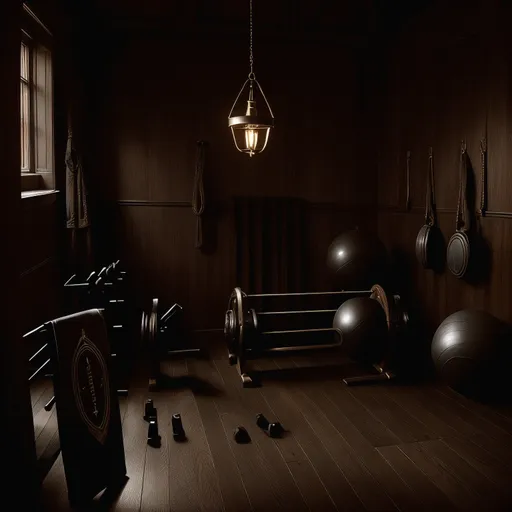 Dark Academia Home Gym design - AI generated interior design visualization