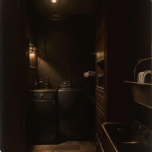 Dark Academia Laundry Room design - AI generated interior design visualization