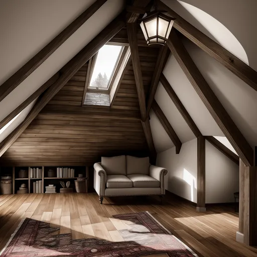 Eclectic Attic design - AI generated interior design visualization