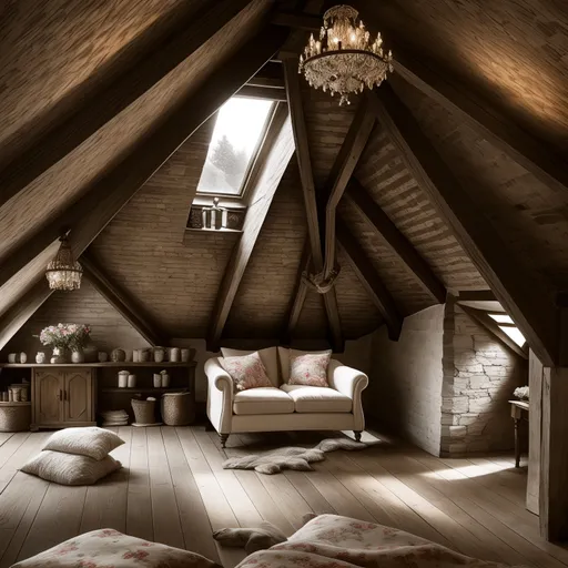 English Country Attic design - AI generated interior design visualization