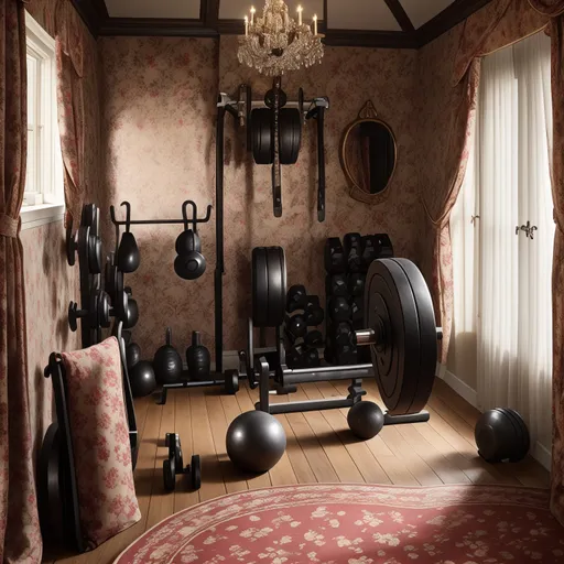 English Country Home Gym design - AI generated interior design visualization