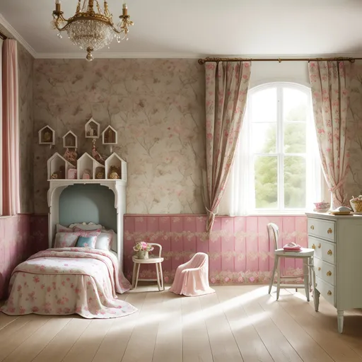 English Country Kids Room design - AI generated interior design visualization