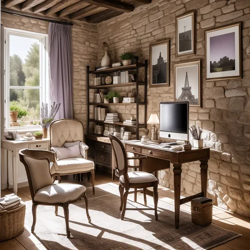 French Country Home Office design - AI generated interior design visualization