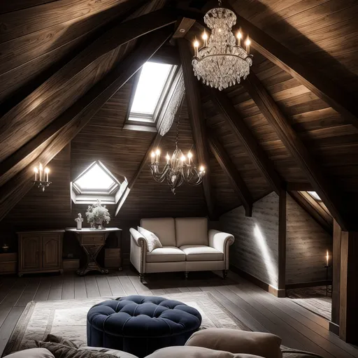 Glam Attic design - AI generated interior design visualization