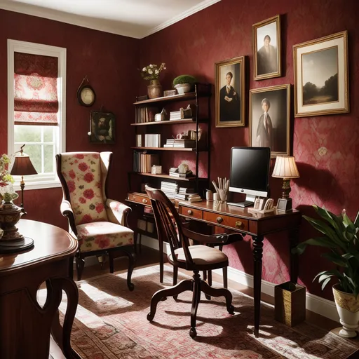 Grandmillennial Home Office design - AI generated interior design visualization