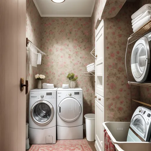 Grandmillennial Laundry Room design - AI generated interior design visualization