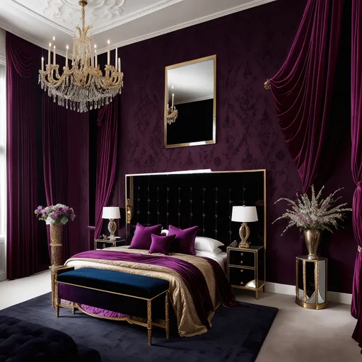 Hollywood Regency Guest Room design - AI generated interior design visualization