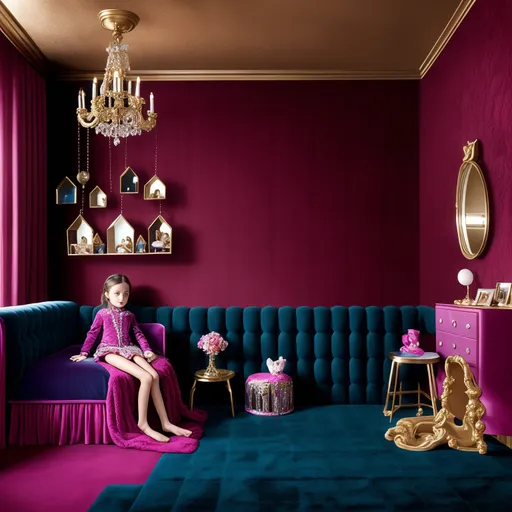 Hollywood Regency Kids Room design - AI generated interior design visualization