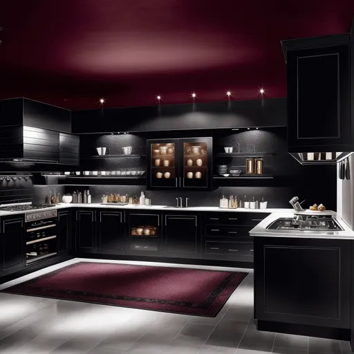 Hollywood Regency Kitchen design - AI generated interior design visualization