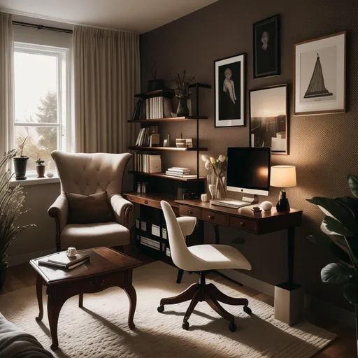Hygge Home Office design - AI generated interior design visualization