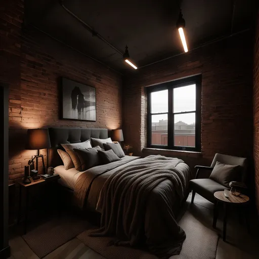 Industrial Bedroom design - AI generated interior design visualization