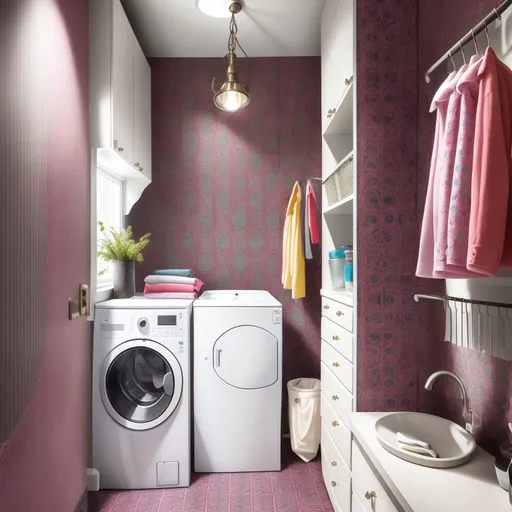 Maximalist Laundry Room design - AI generated interior design visualization