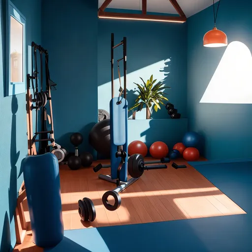 Mediterranean Home Gym design - AI generated interior design visualization
