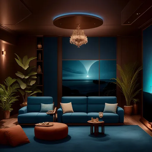 Mediterranean Home Theater design - AI generated interior design visualization