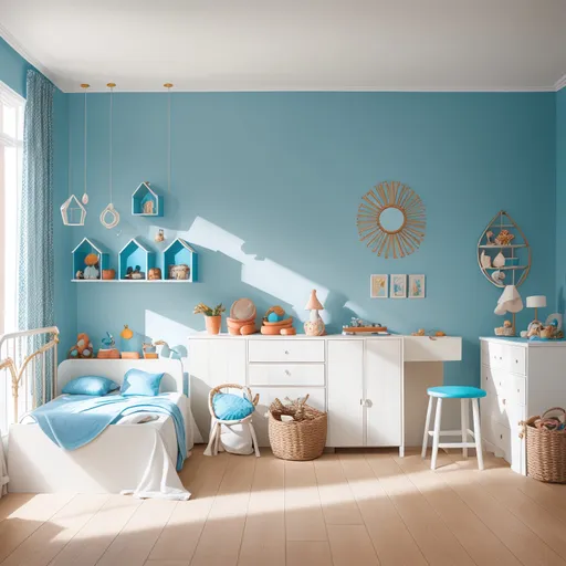 Mediterranean Kids Room design - AI generated interior design visualization