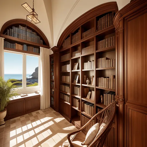 Mediterranean Library design - AI generated interior design visualization