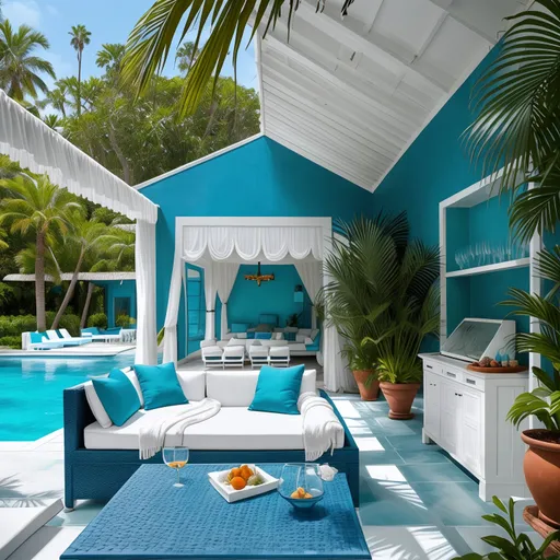 Mediterranean Pool House design - AI generated interior design visualization