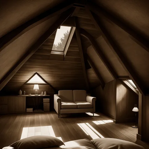 Mid-Century Modern Attic design - AI generated interior design visualization