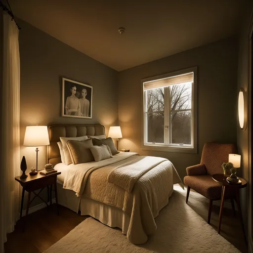 Mid-Century Modern Bedroom design - AI generated interior design visualization