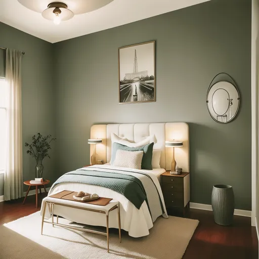 Mid-Century Modern Guest Room design - AI generated interior design visualization