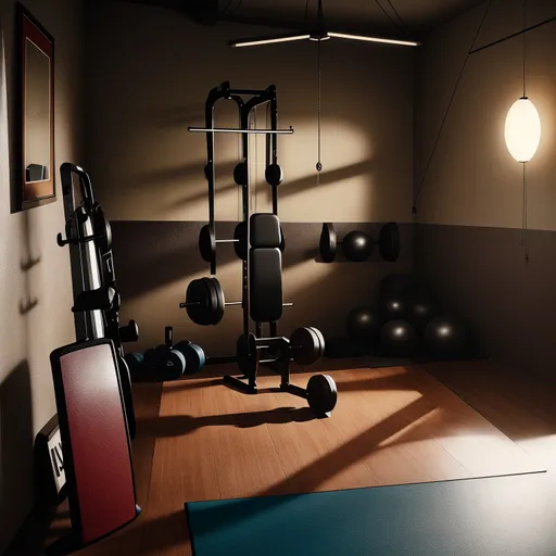 Mid-Century Modern Home Gym design - AI generated interior design visualization