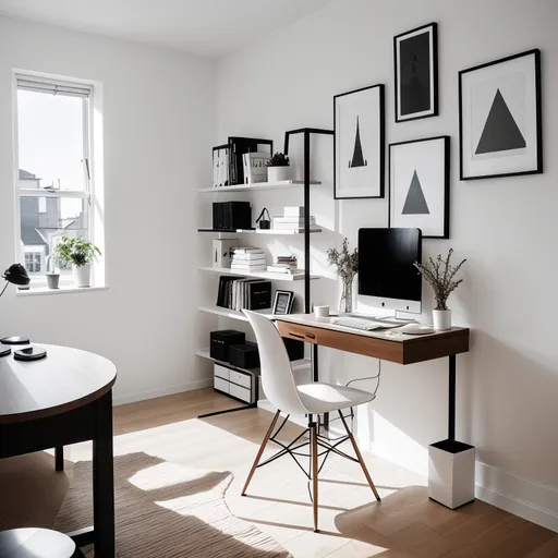 Minimalist Home Office design - AI generated interior design visualization