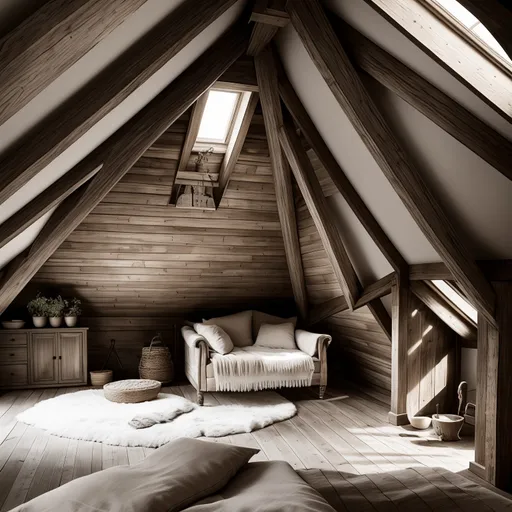 Modern Boho Attic design - AI generated interior design visualization