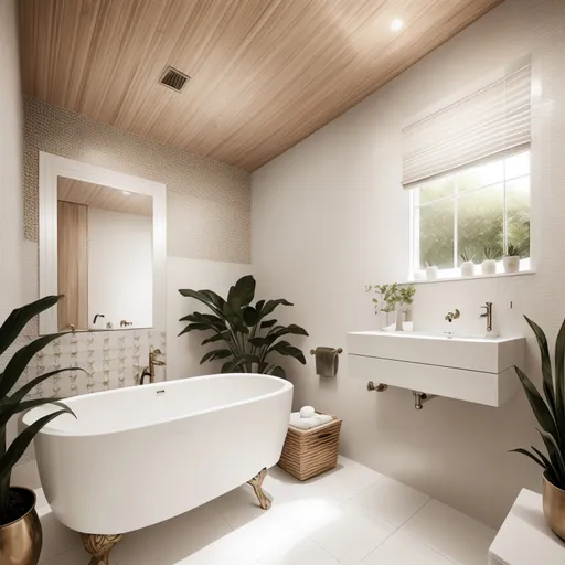 Modern Boho Bathroom design - AI generated interior design visualization