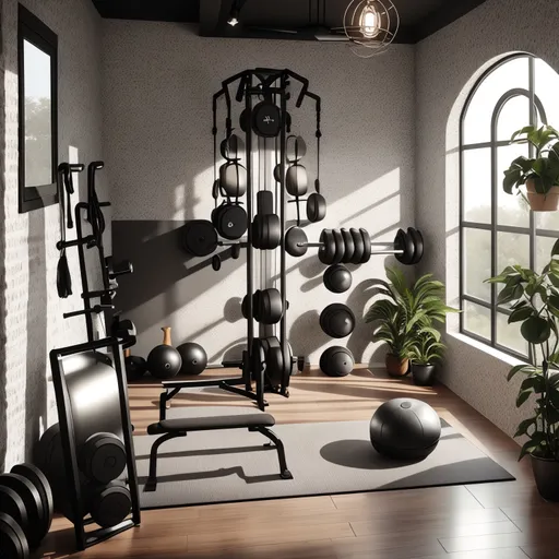 Modern Boho Home Gym design - AI generated interior design visualization