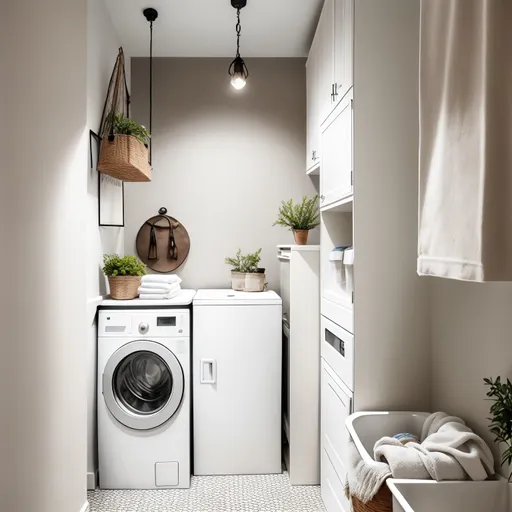 Modern Boho Laundry Room design - AI generated interior design visualization