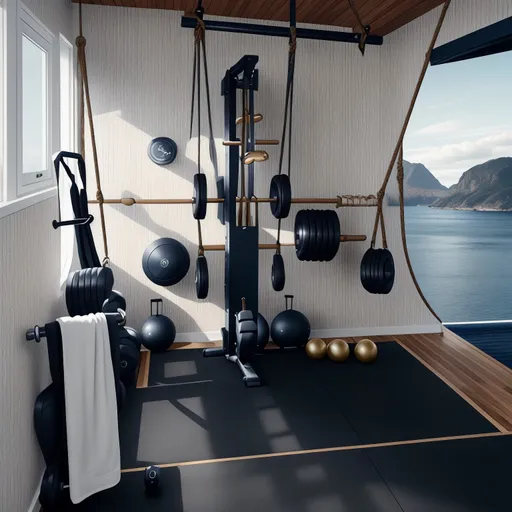 Nautical Home Gym design - AI generated interior design visualization