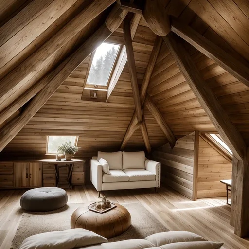 Organic Modern Attic design - AI generated interior design visualization